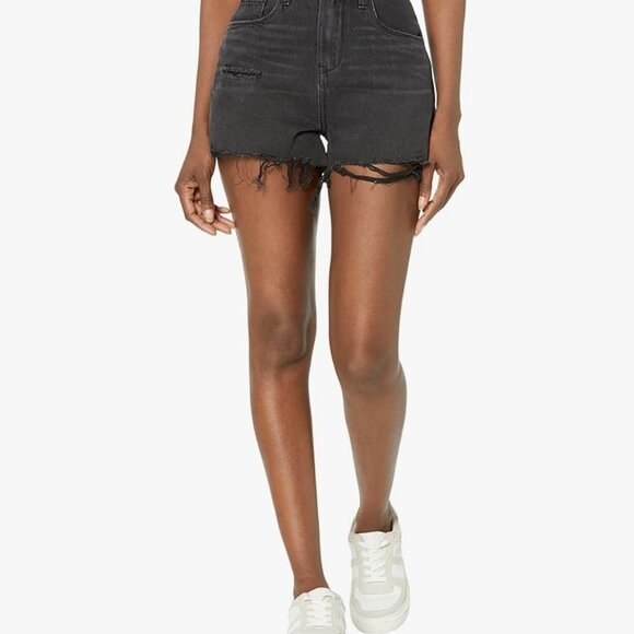 Reeve High-Rise Blank NYC Shorts Destructed Hem in Living Life Black Size 27 NWT - Picture 1 of 4